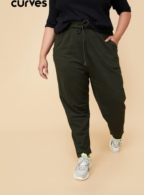 Women Solid Elasticated Track Pants
