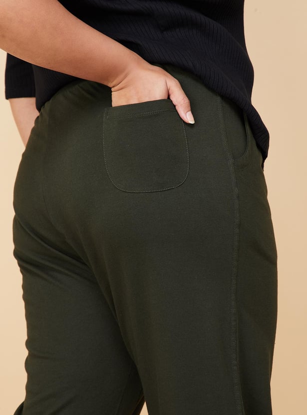 Women Solid Elasticated Track Pants