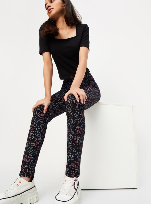 Girls Printed Full-Length Leggings
