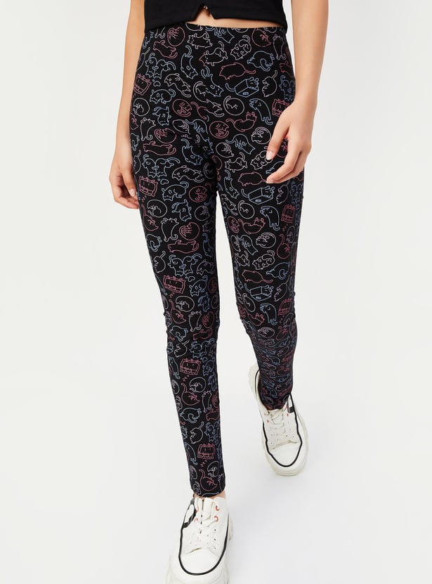 Girls Printed Full-Length Leggings
