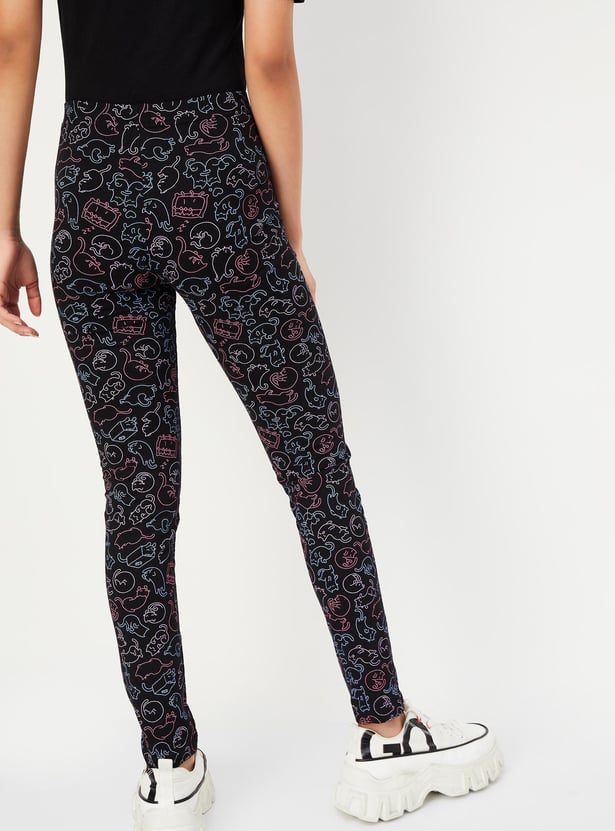 Girls Printed Full-Length Leggings