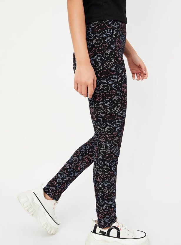 Girls Printed Full-Length Leggings