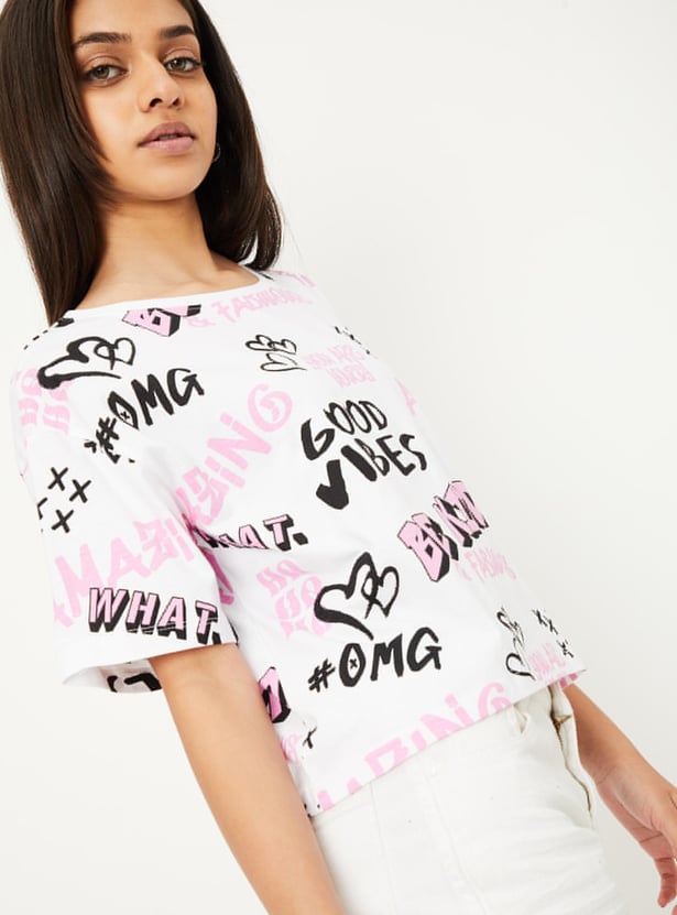 Girls Printed Cropped T-shirt