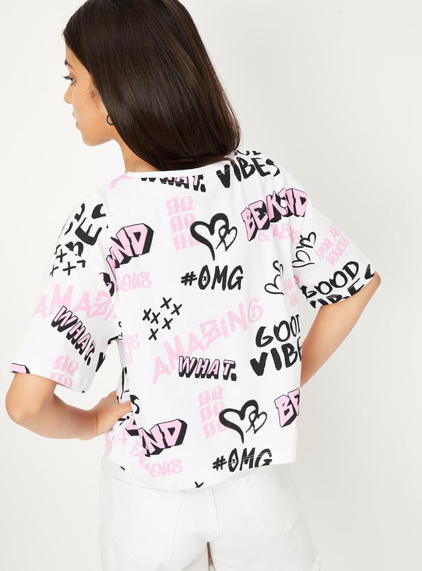 Girls Printed Cropped T-shirt