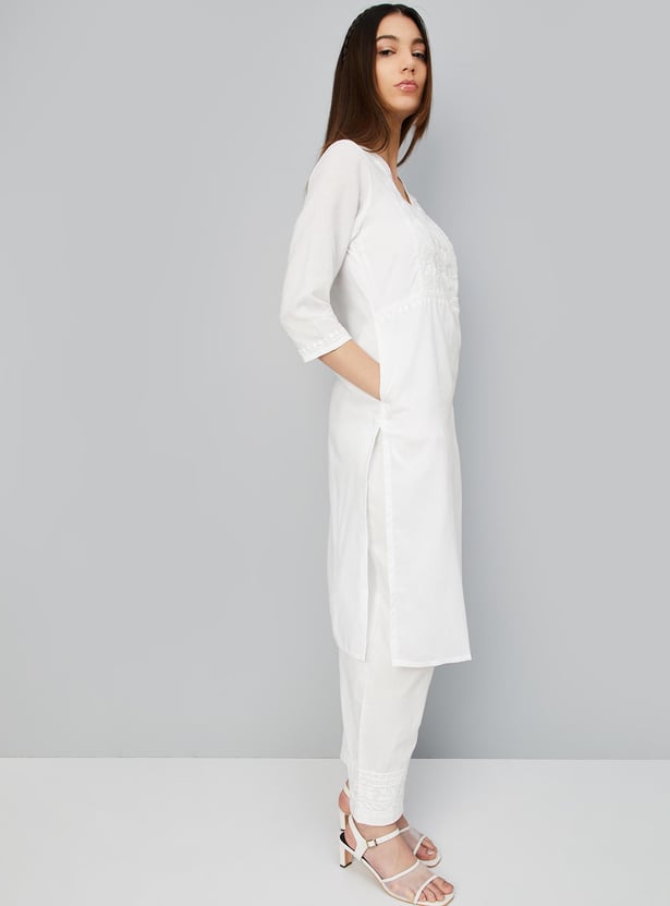 Women Chikankari Straight Kurta