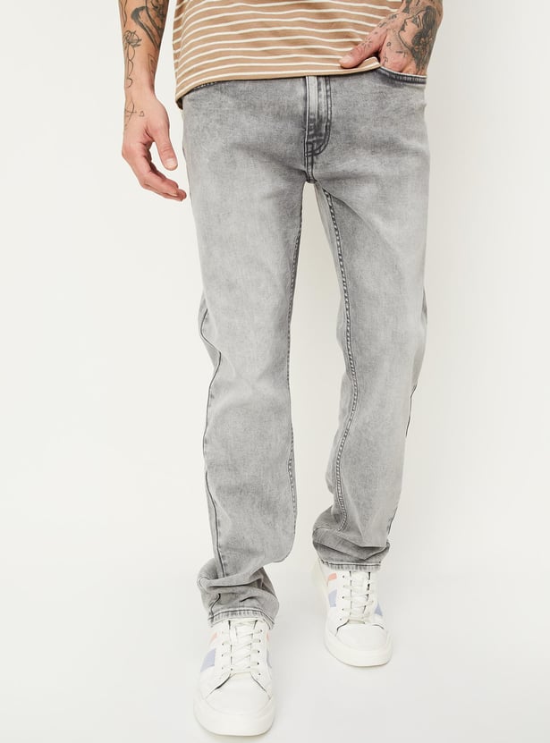 Men Regular Fit Washed Jeans