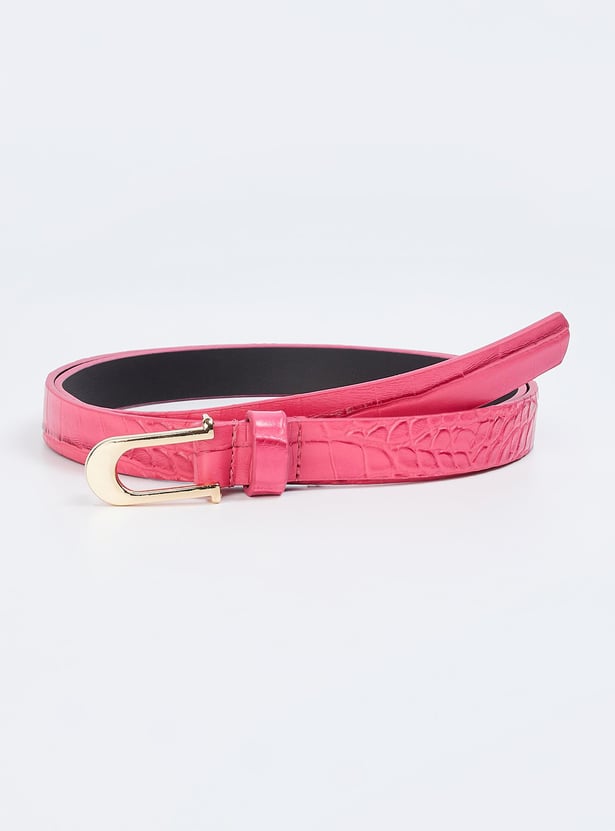 Women Croc Embossed Belt