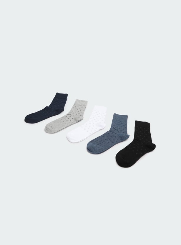 Men Printed Crew Length Socks - Pack of 5