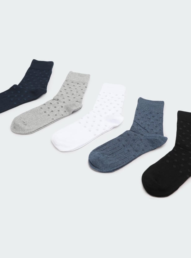 Men Printed Crew Length Socks - Pack of 5