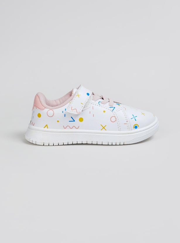 Girls Printed Velcro Strap Sneakers