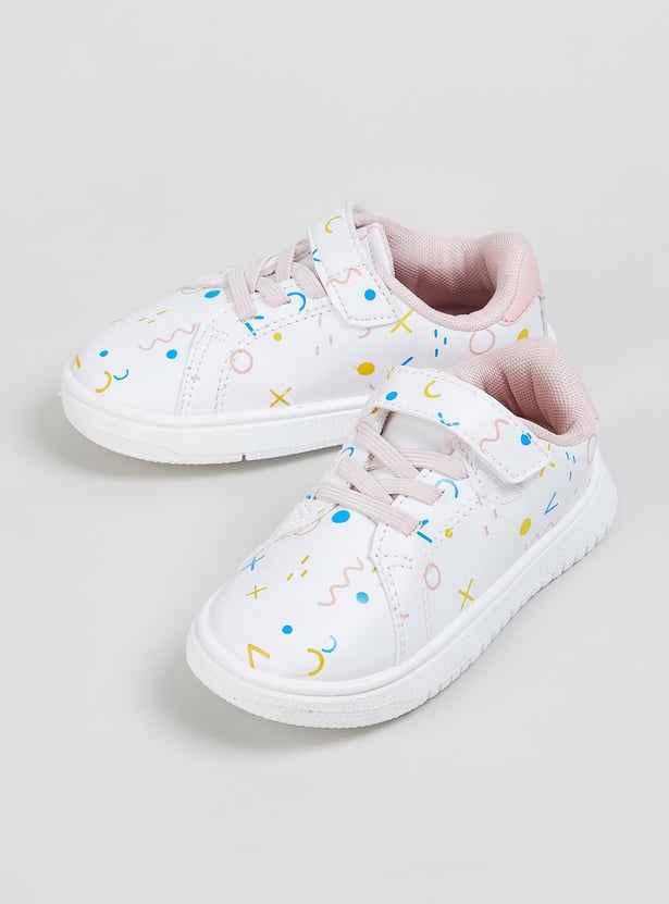 Girls Printed Velcro Strap Sneakers