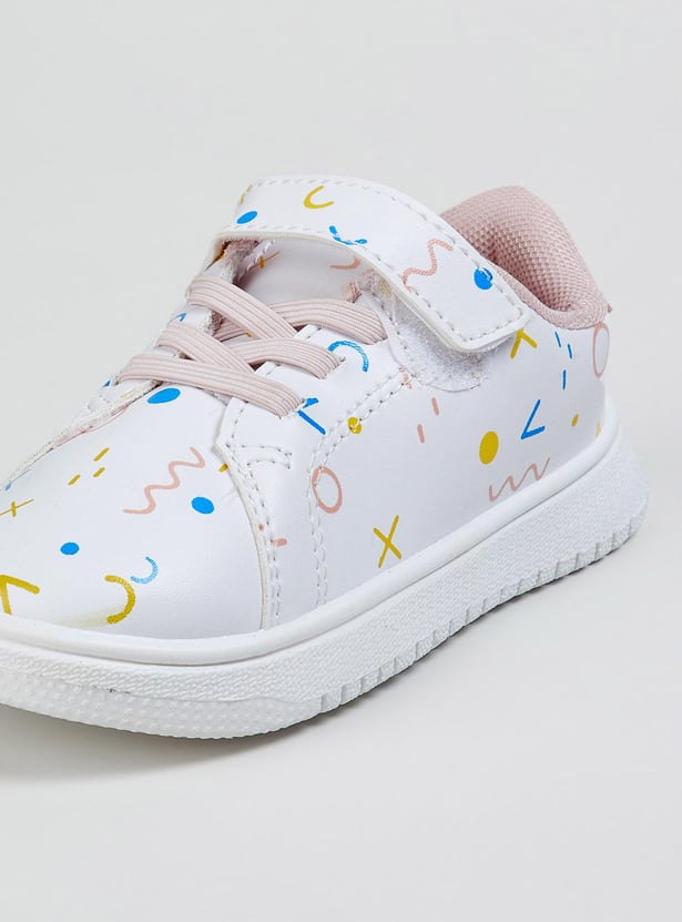 Girls Printed Velcro Strap Sneakers