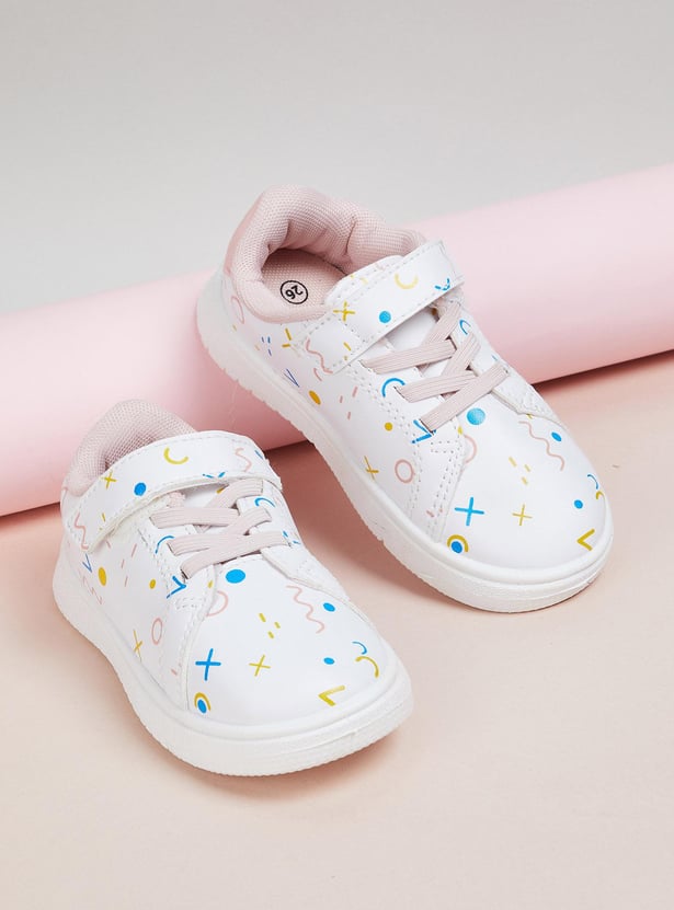 Girls Printed Velcro Strap Sneakers