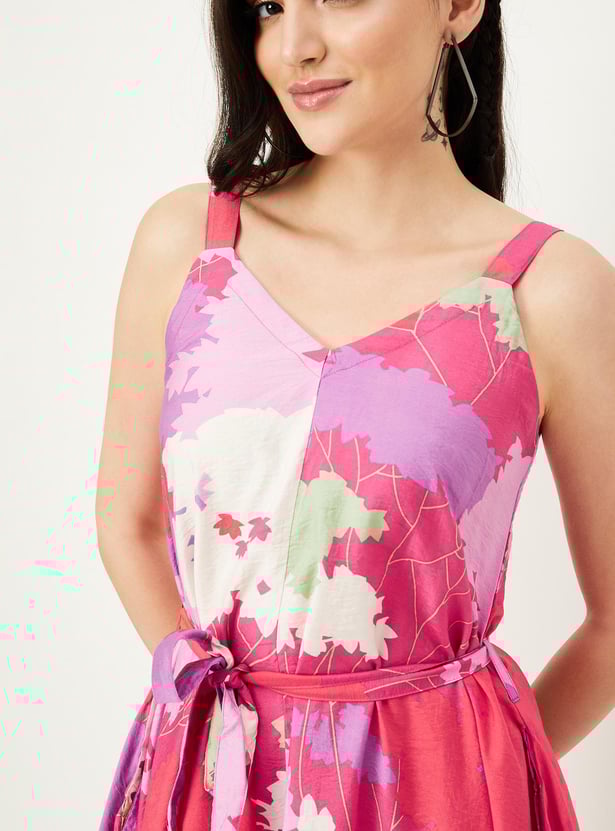 Women Printed Handkerchief Hem Dress