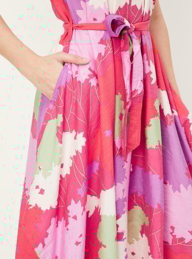 Women Printed Handkerchief Hem Dress