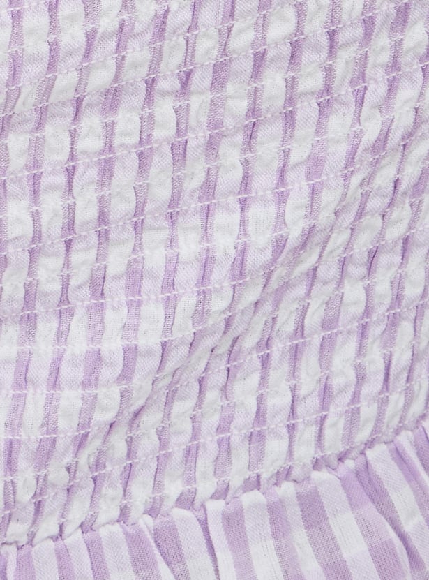Women Checked Tiered Dress