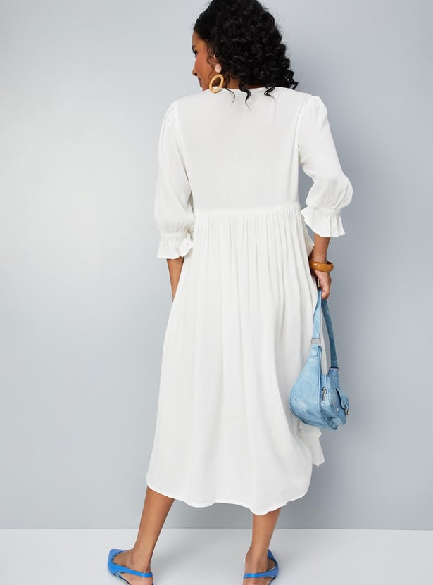 Women Embroidered Midi Boho Dress