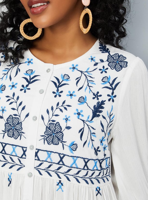 Women Embroidered Midi Boho Dress
