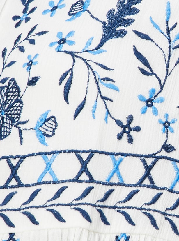 Women Embroidered Midi Boho Dress