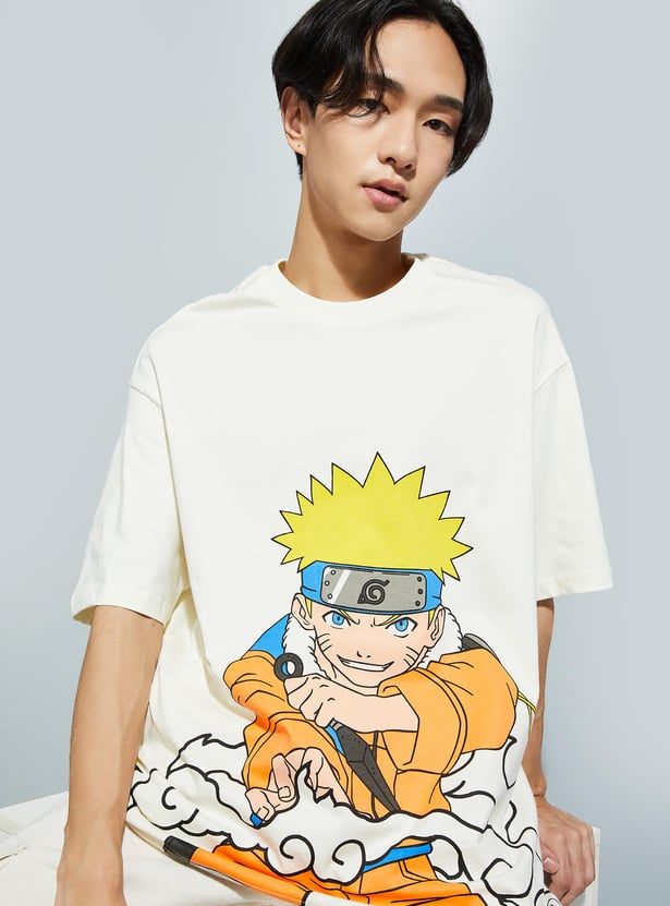 URB_N Men Oversized Naruto Printed T-shirt