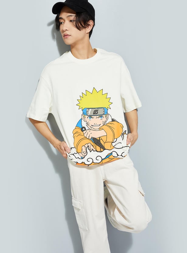 URB_N Men Oversized Naruto Printed T-shirt