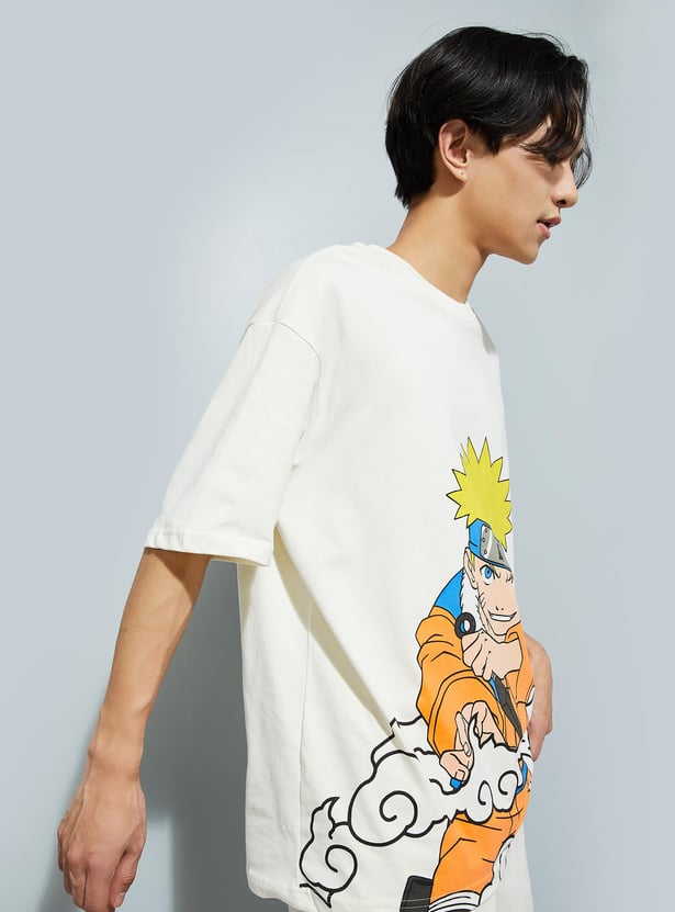 URB_N Men Oversized Naruto Printed T-shirt