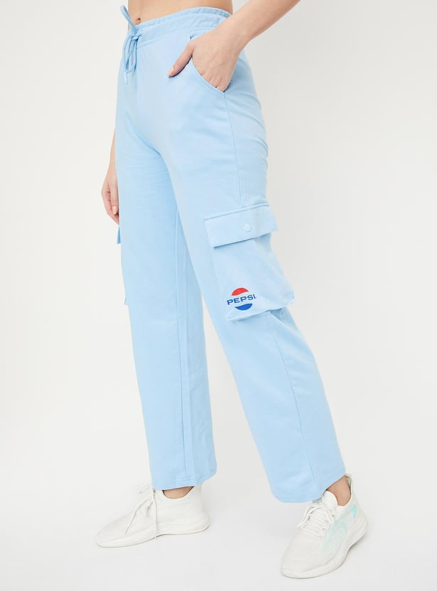 Women Printed Cargo Track Pants