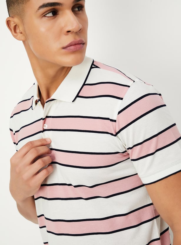 Buy Men Slim Fit Striped Polo T Shirt Online At Just Rs