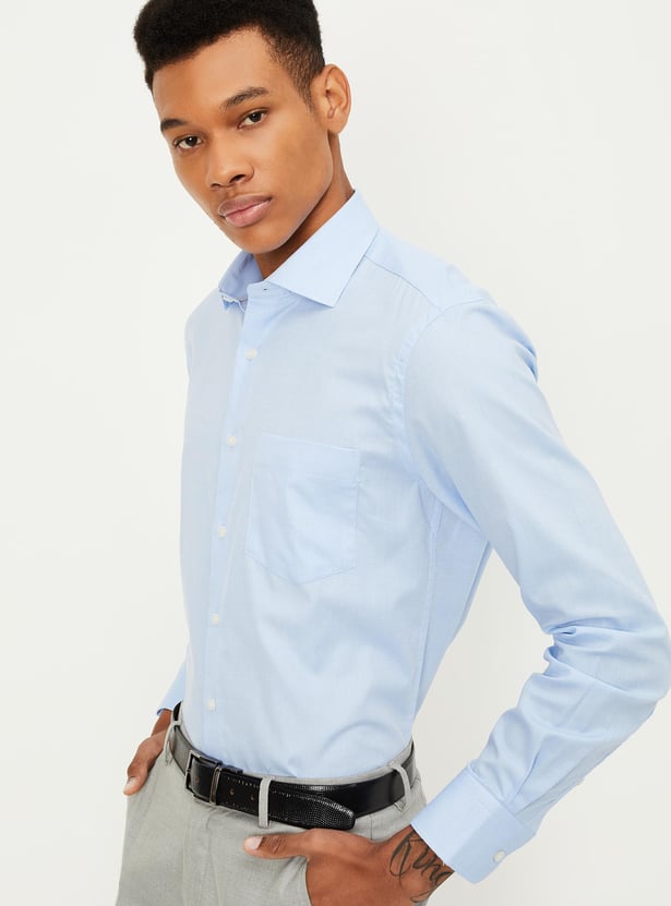 Men Slim Fit Solid Formal Shirt