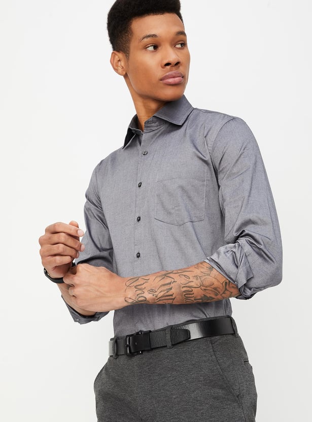 Men Slim Fit Solid Formal Shirt