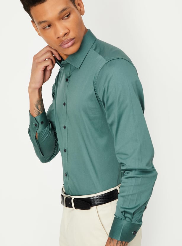 Men Slim Fit Solid Formal Shirt