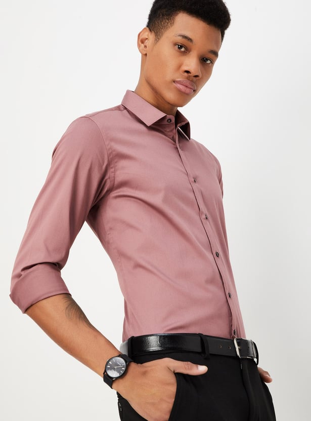 Men Slim Fit Solid Formal Shirt