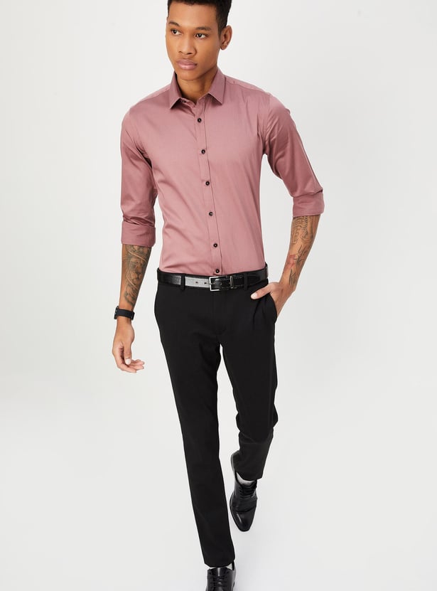 Men Slim Fit Solid Formal Shirt