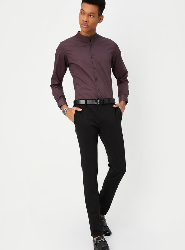 Men Slim Fit Solid Formal Shirt