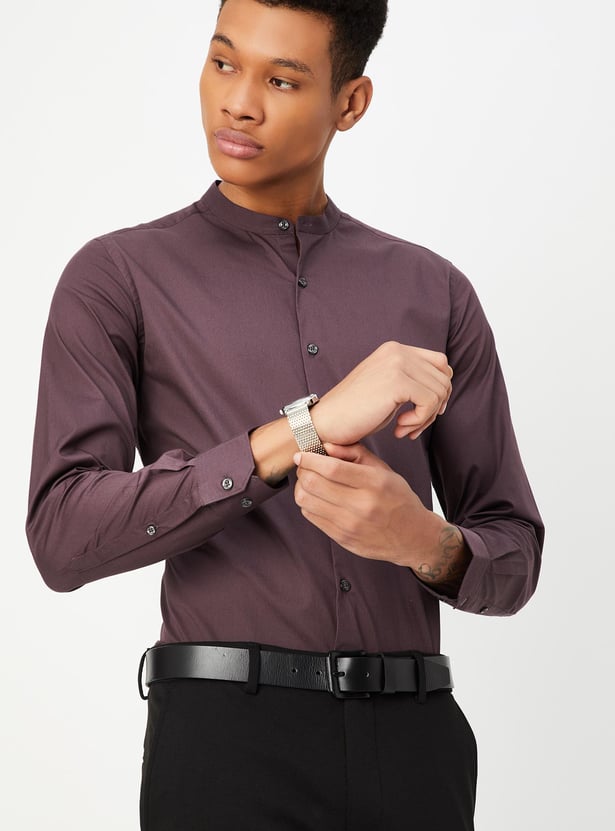 Men Slim Fit Solid Formal Shirt