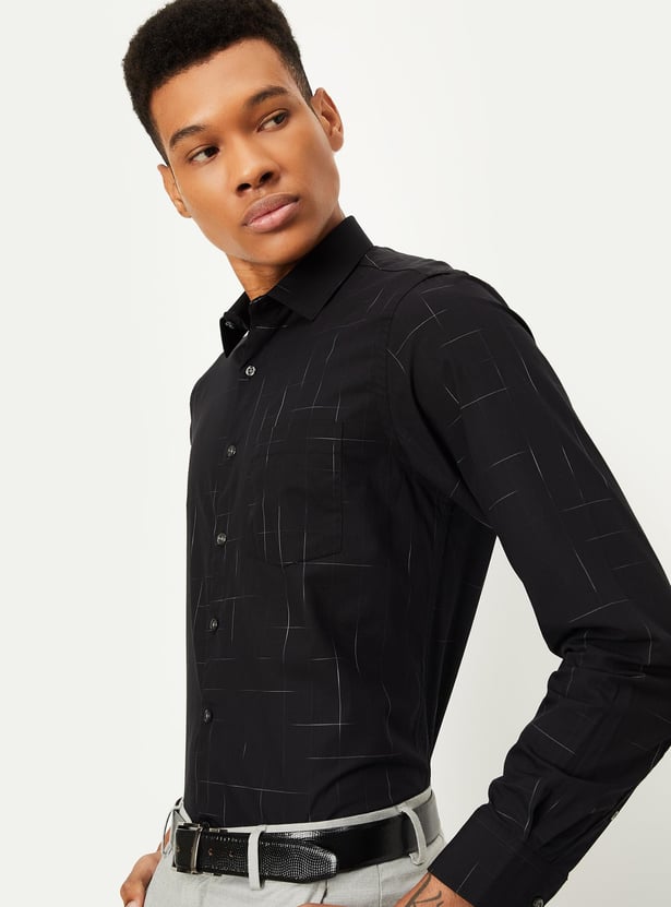 Men Slim Fit Checked Formal Shirt