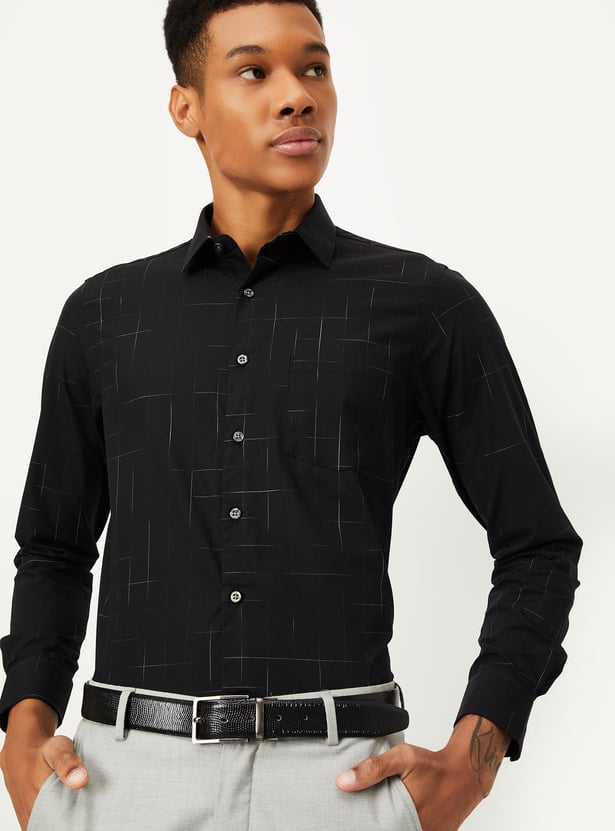 Men Slim Fit Checked Formal Shirt