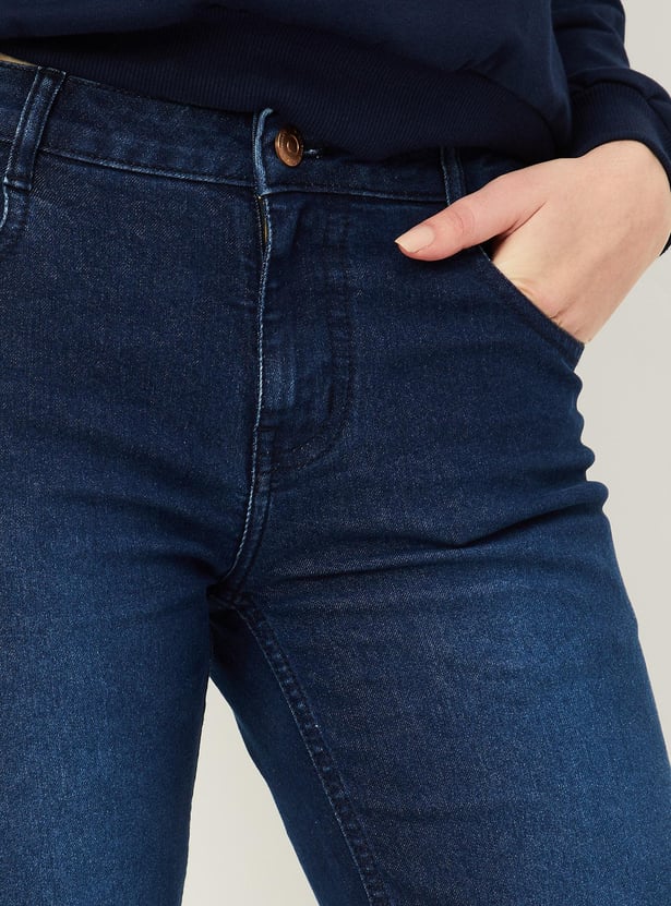 Women Stonewashed Bootcut Jeans