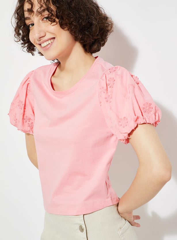URB_N Women Embroidered Sleeve Top