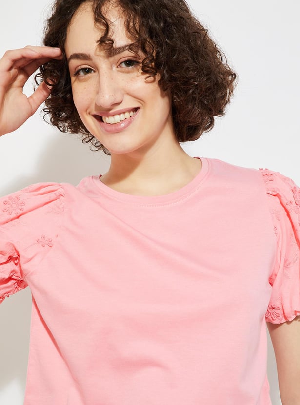 URB_N Women Embroidered Sleeve Top