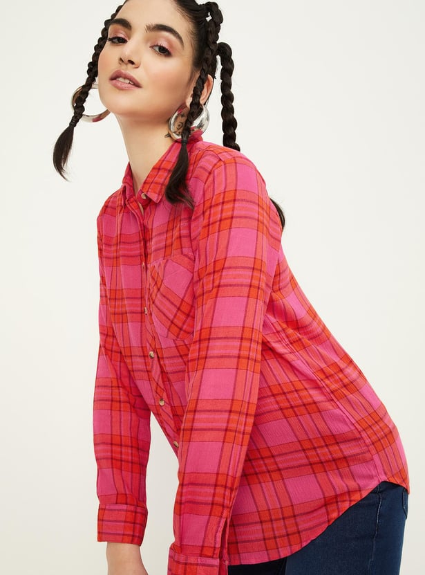 Women Checked Yarn Dyed Shirt