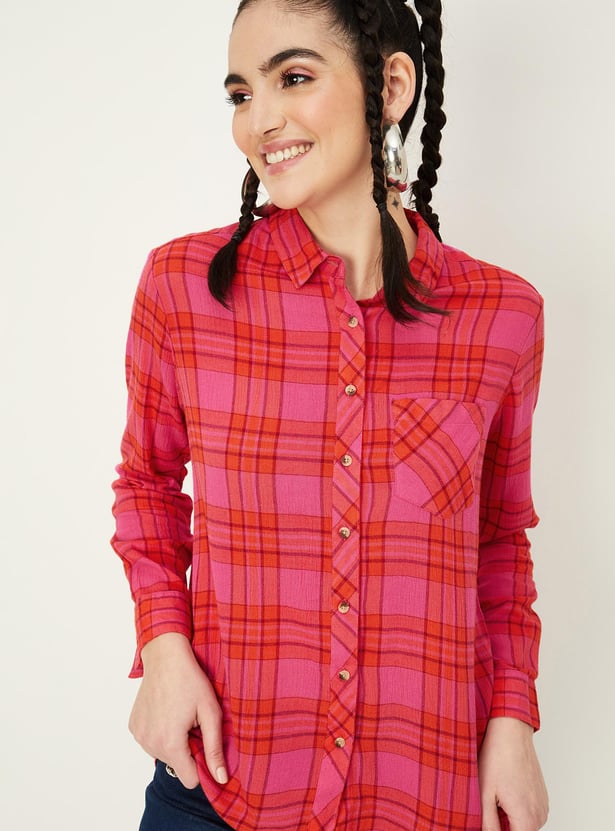 Women Checked Yarn Dyed Shirt