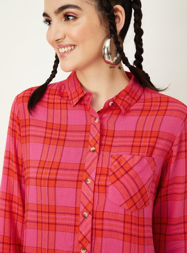 Women Checked Yarn Dyed Shirt