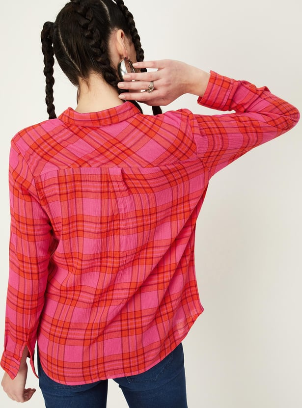 Women Checked Yarn Dyed Shirt