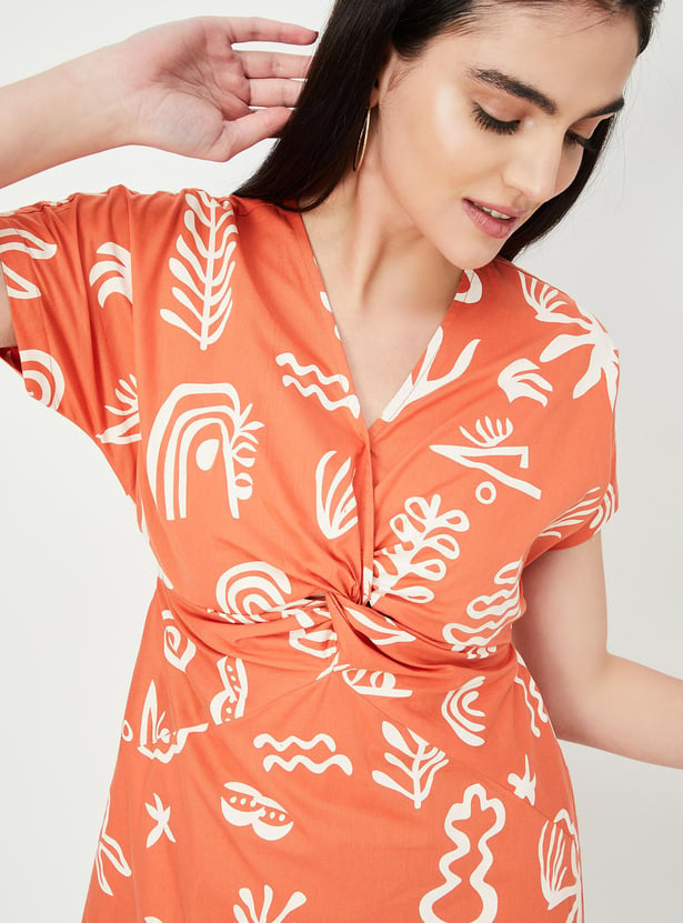 Women Printed Twisted A-line Dress