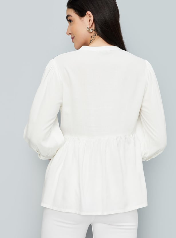 Women Embroidered Button-Down Tunic