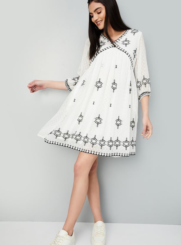 Women Embroidered A-line Dress