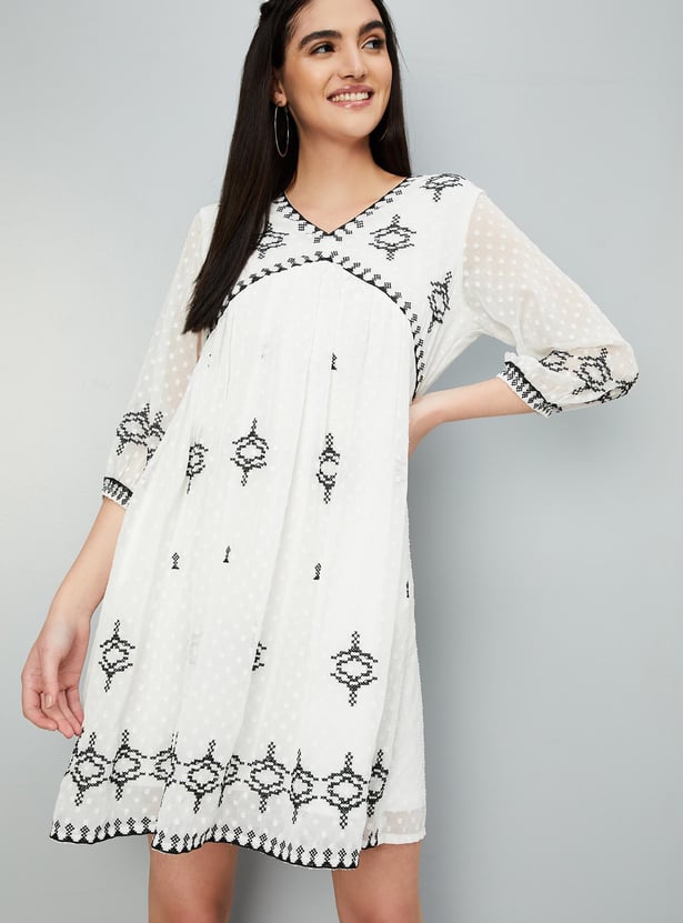 Women Embroidered A-line Dress