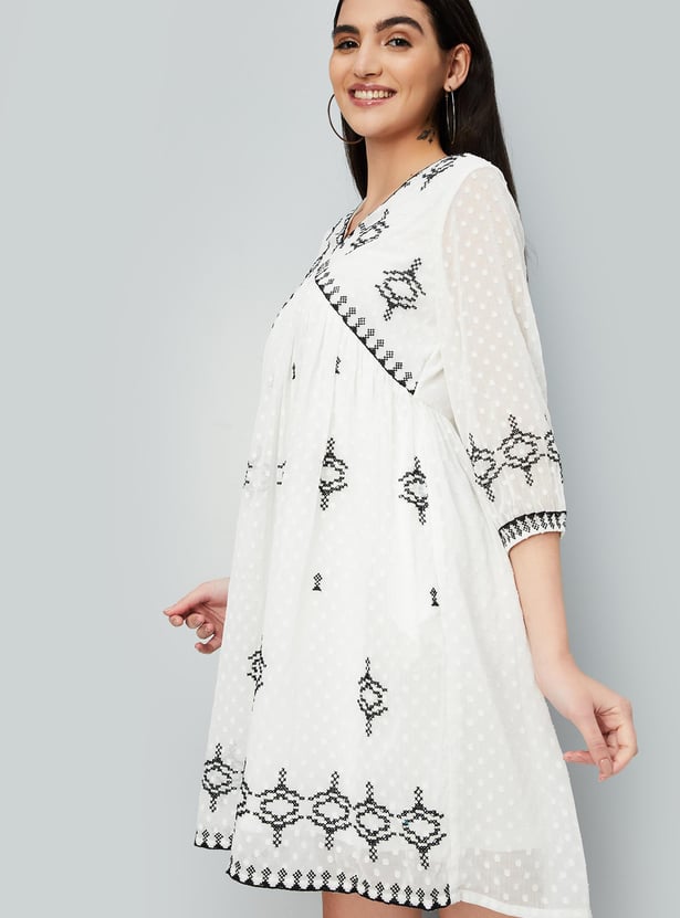 Women Embroidered A-line Dress