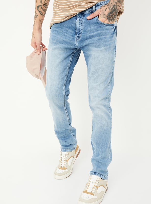 Men Slim Fit Washed Jeans